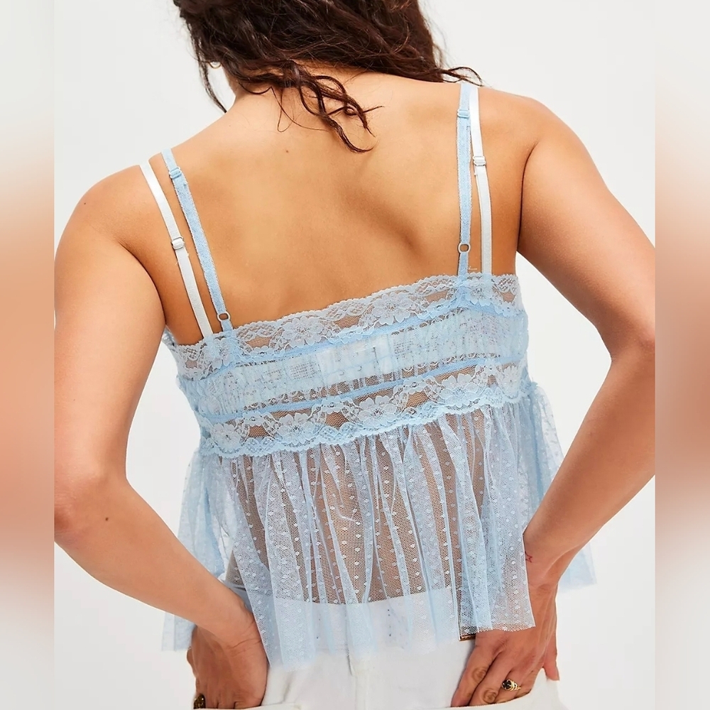 Free People Light Blue Lace Camisole Top - Picture 4 of 4